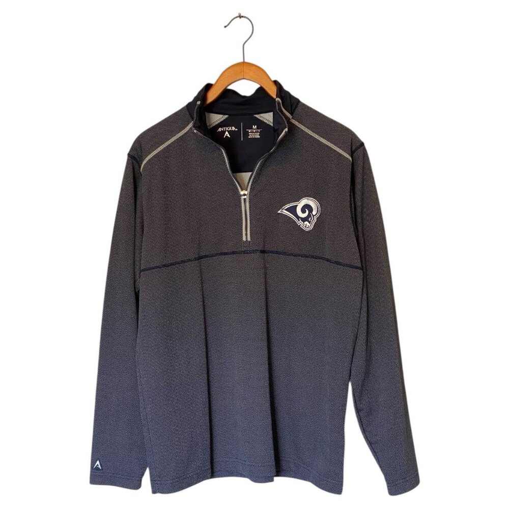 Los Angeles Rams Blue Gray 1/4 Zip Men's M Medium Antigua NFL Football Pullover